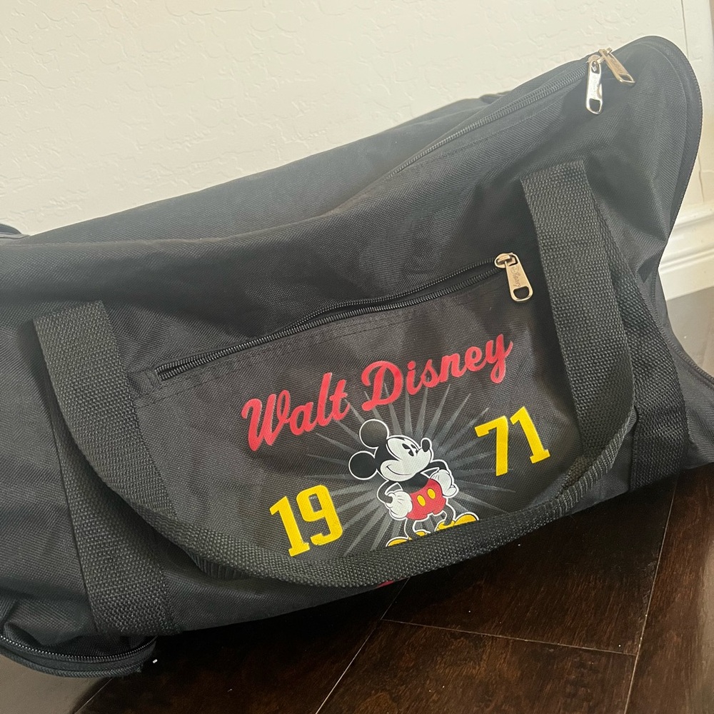 Disney Parks Black Travel Duffel with Mickey Tag